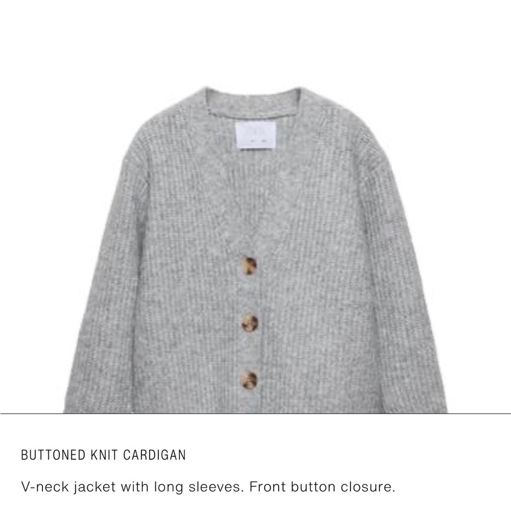 Gray Buttoned Knit Cardigan